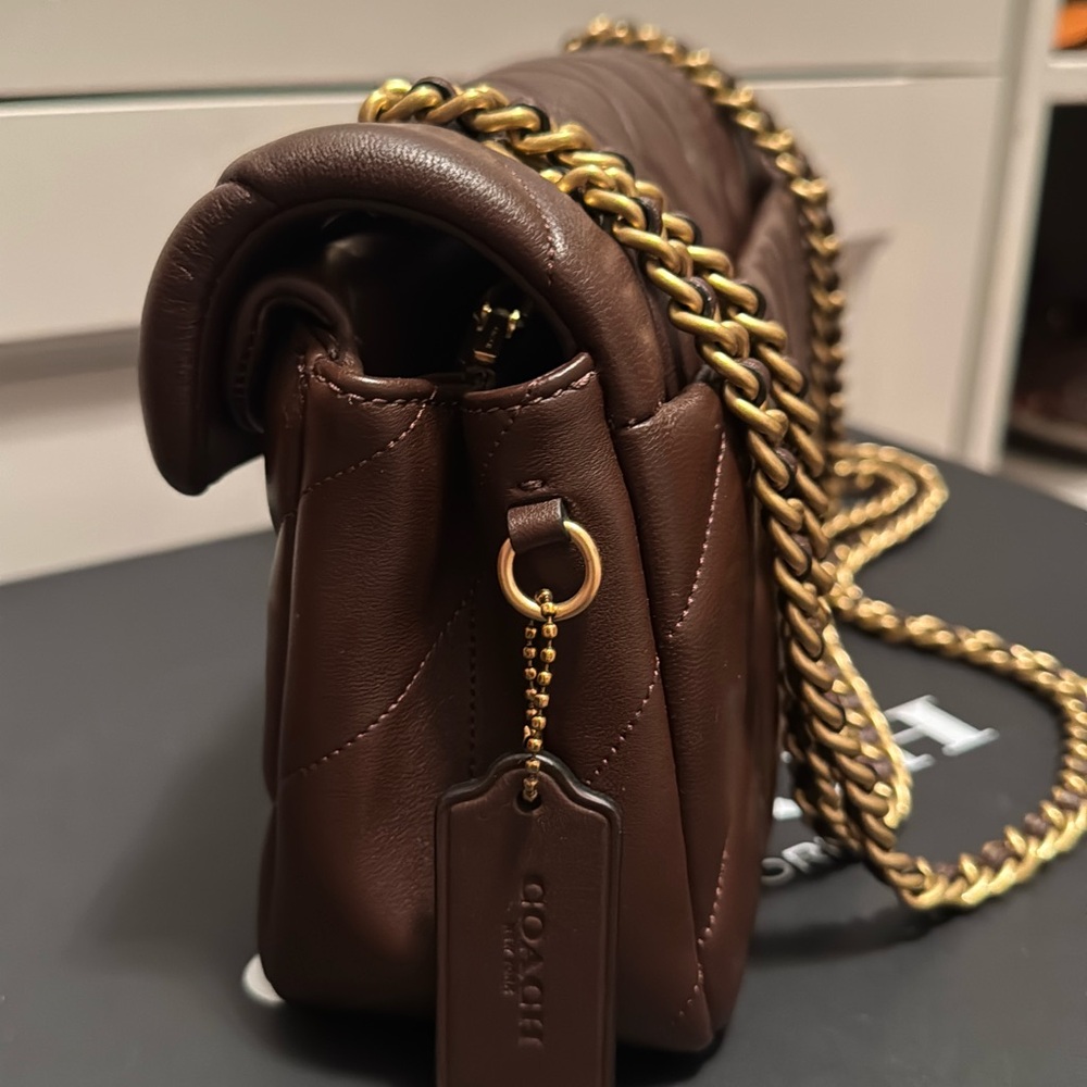 Coach Quilted Shoulder Bag in Brown with Gold Hardware - Picture 3 of 6